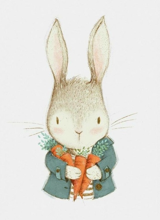 Tranh con thỏ cầm củ cà rốt nâng cao