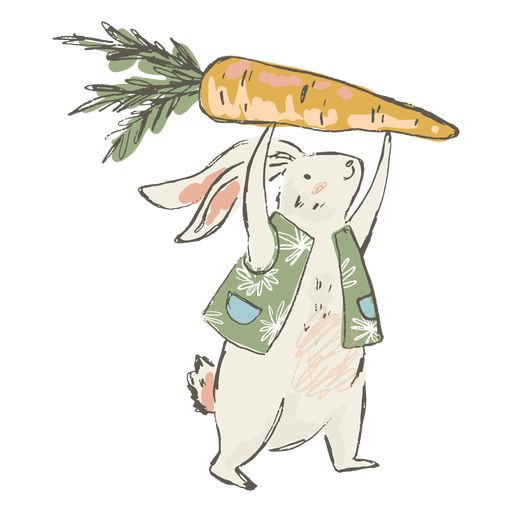 Tranh con thỏ cầm củ cà rốt sáng tạo