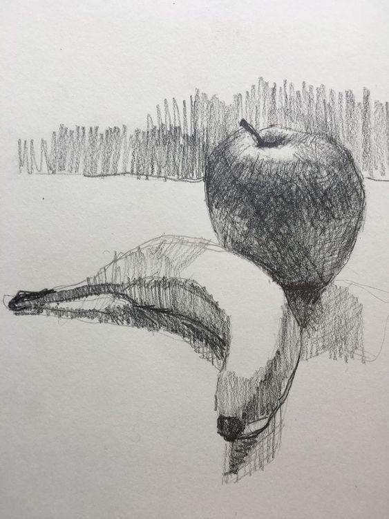 Tranh quả chuối bằng bút chì đẹp