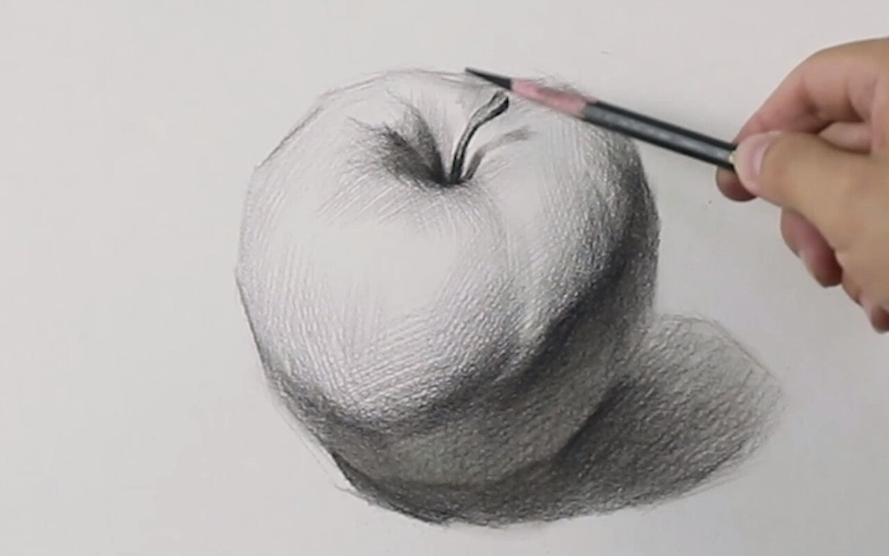 Tranh quả táo bằng bút chì thú vị