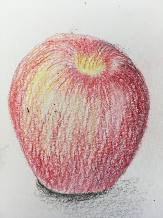 Tranh quả táo bằng màu sáp dầu đơn giản