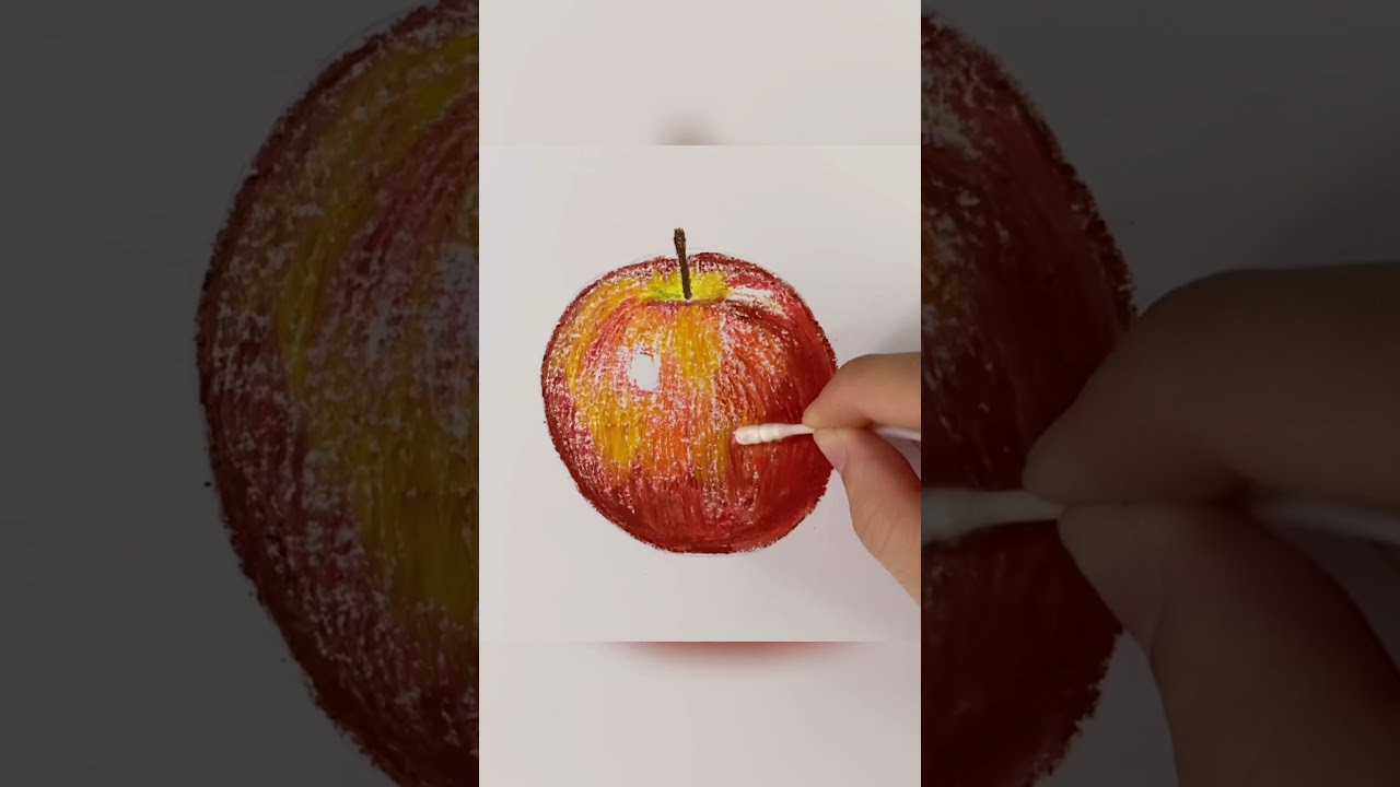 Tranh quả táo bằng màu sáp dầu thú vị