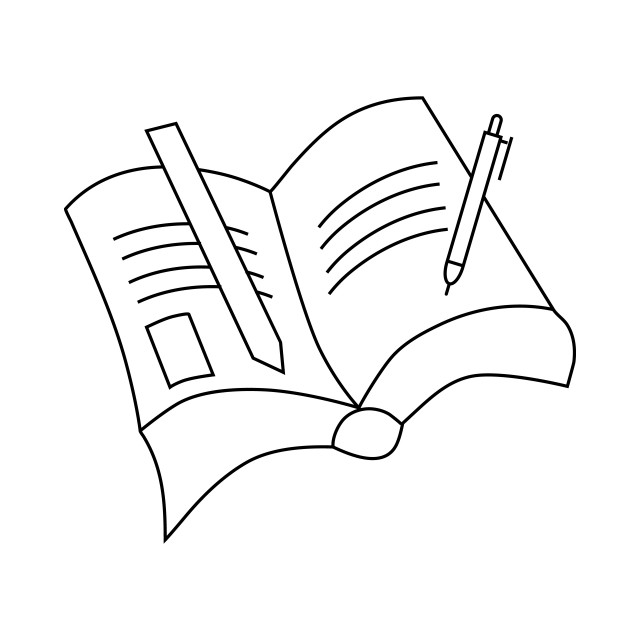 Tranh quyển sách và cây bút đơn giản