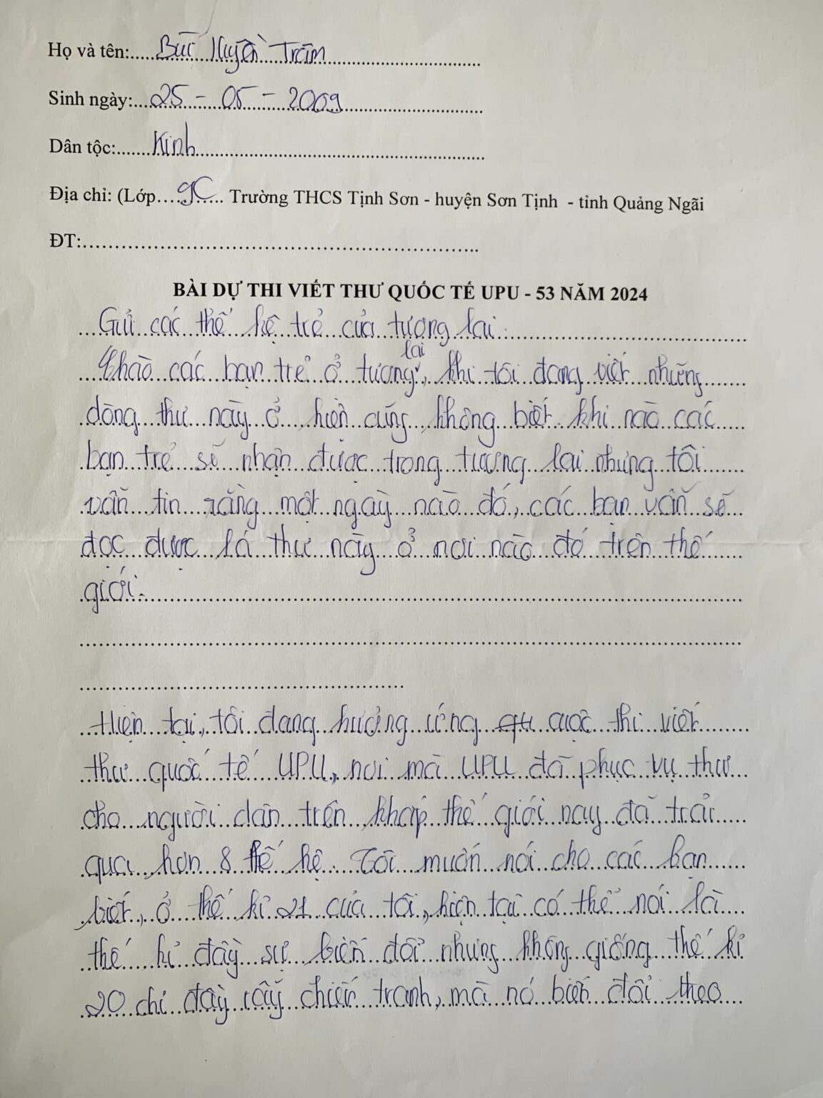 Viết Thư UPU Lần Thứ 53 năm 2024 (13+ Mẫu 800 Chữ Hay)