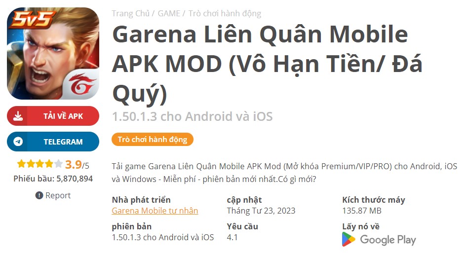 Garena Liên Quân Mobile APK MOD 1.50.1.3