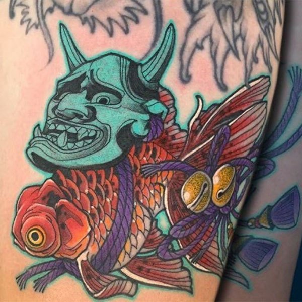 Mẫu Tattoo Cá Chép Mặt Quỷ