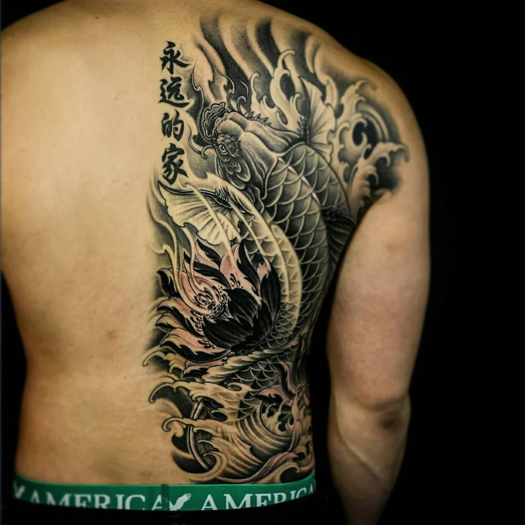 Tattoo Cá Chép Vượt Vũ Môn Hóa Rồng