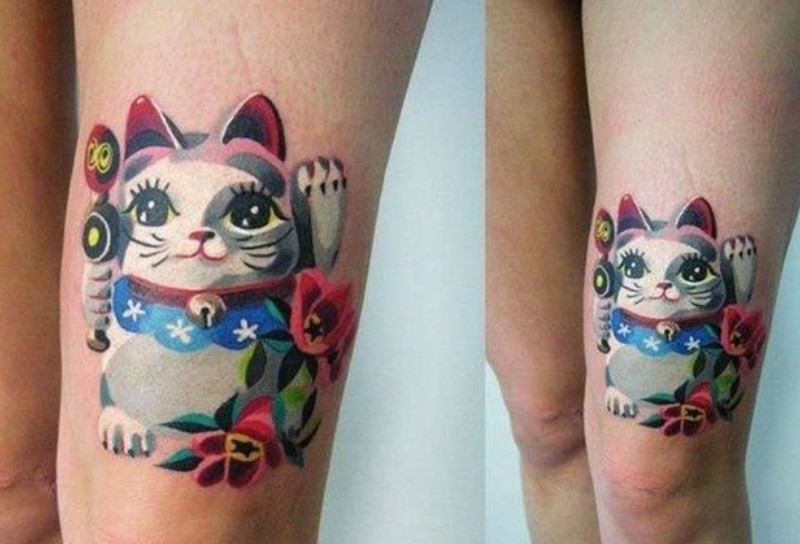 Tattoo Mèo Thần Tài Và Daruma Mới