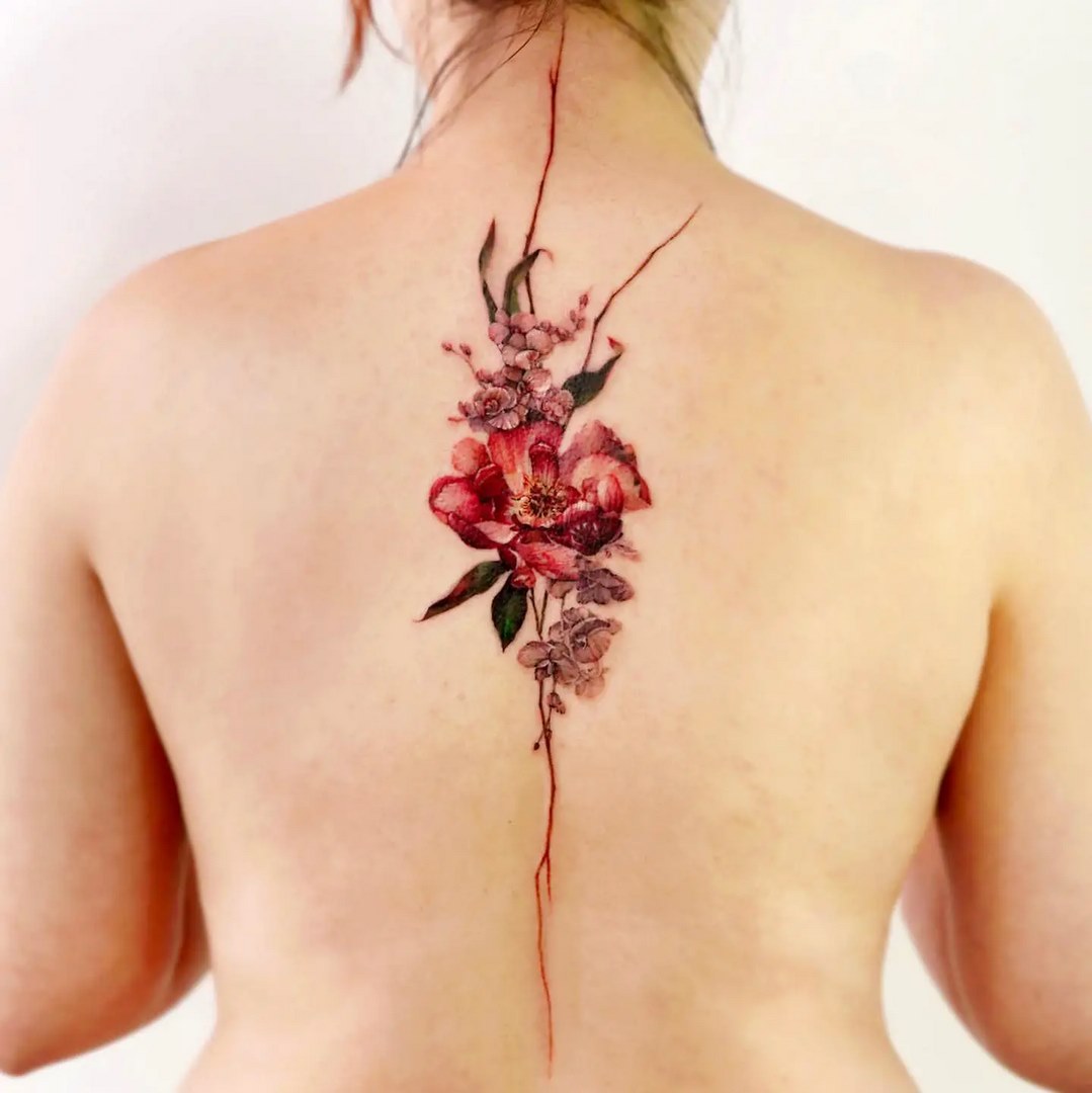 Tattoo Sống Lưng Hoa Đẹp
