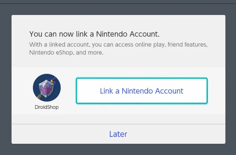 Chọn “Link a Nintendo Account” để liên kết