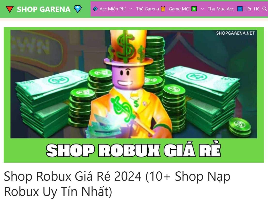 Shop Robux Lậu Free - Shopgarena.net