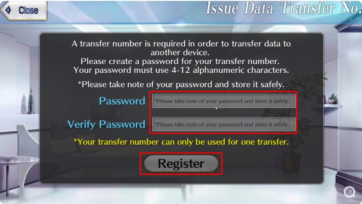 Tạo mật khẩu và xác nhận mật khẩu