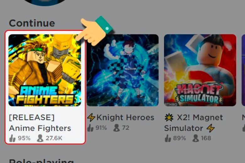 Tìm Anime Fighters Simulator để tham gia game