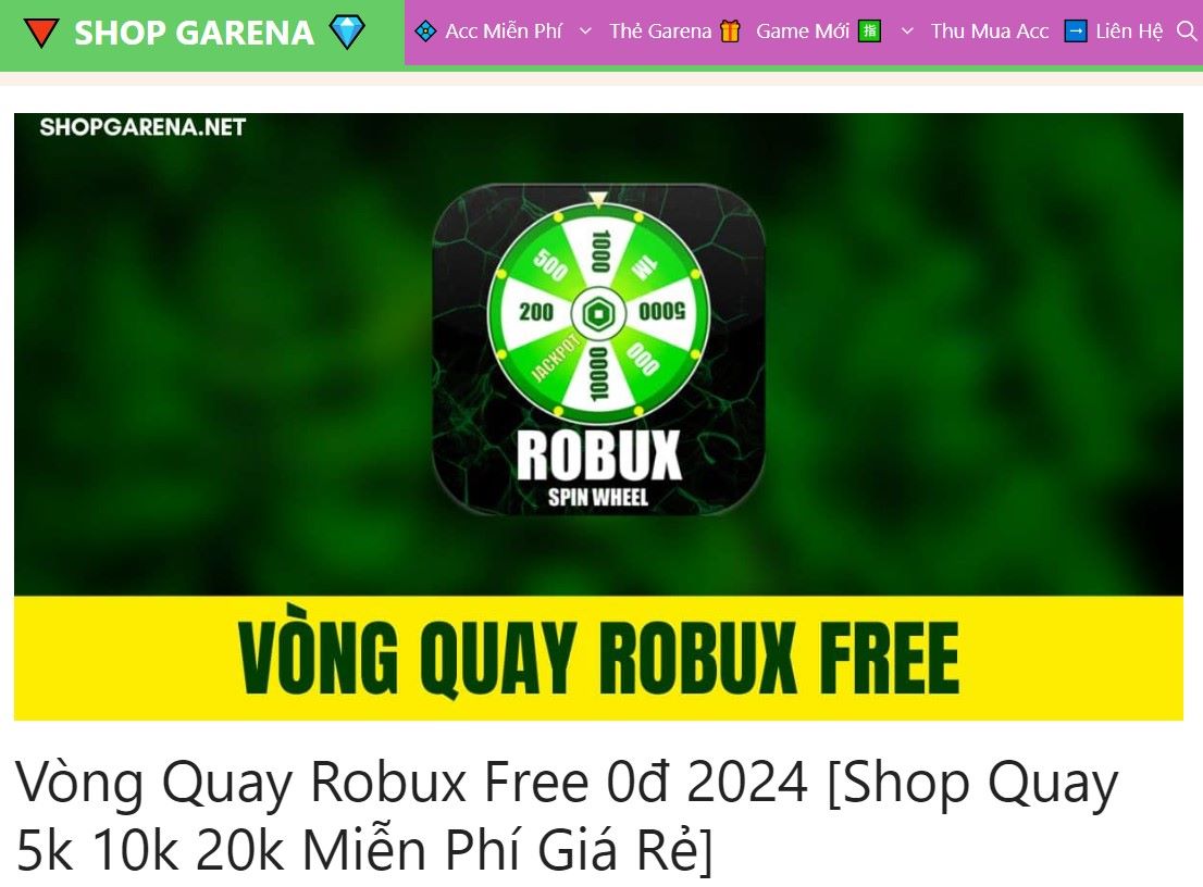 Vòng Quay Robux Free - Shopgarena.net