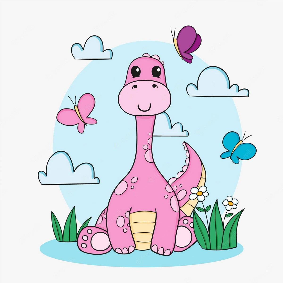 Hình ảnh cute avatar khủng long hồng dễ thương