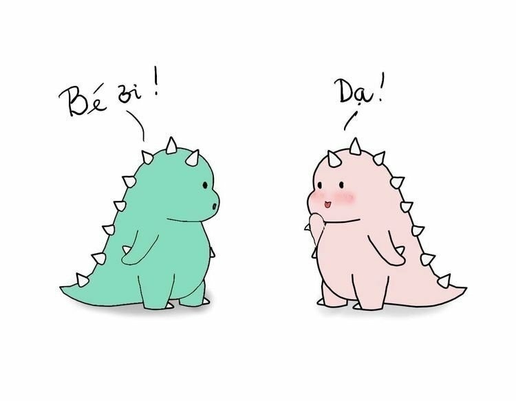 Hình cặp khủng long cute ngọt ngào