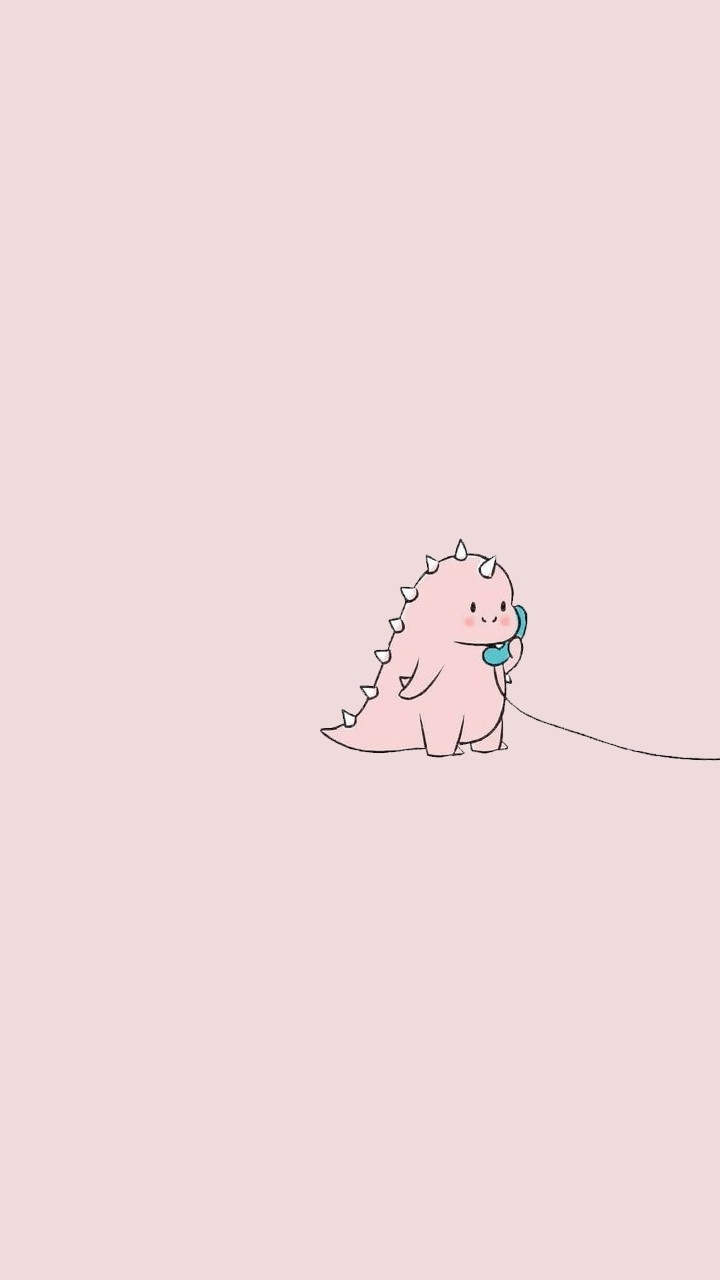 Hình nền khủng long cute màu hồng dễ thương