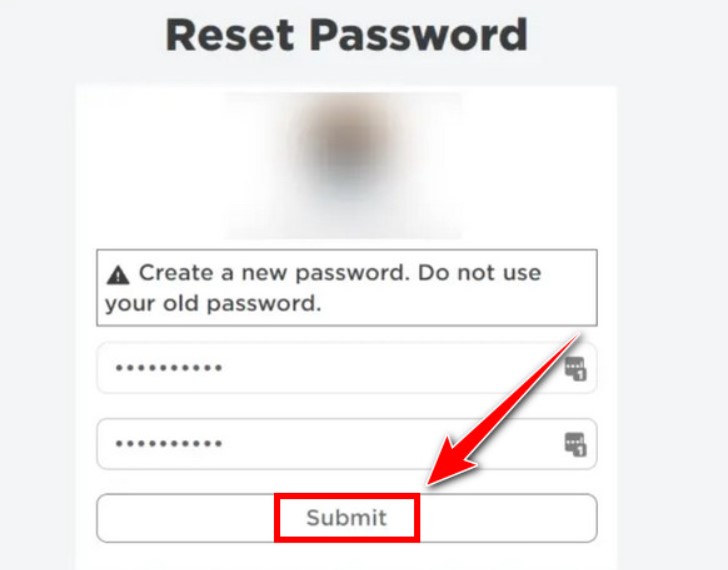 Nhập mật khẩu mới và nhấn Submit