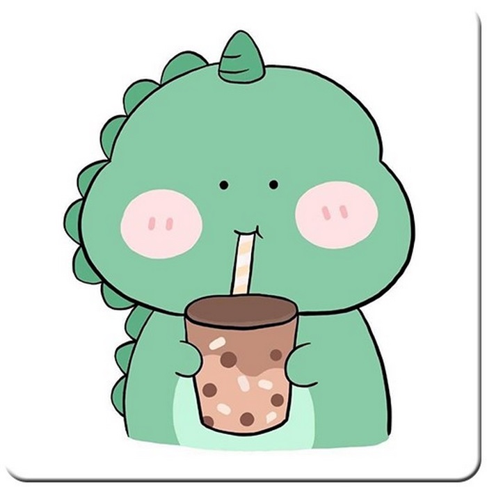 Những hình ảnh khủng long cute uống trà sữa đáng yêu