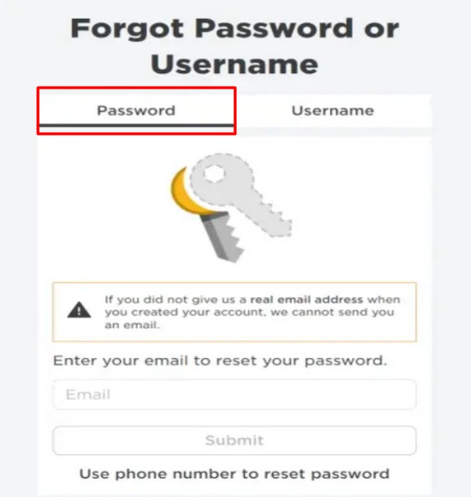 Truy cập trang web lấy lại mật khẩu