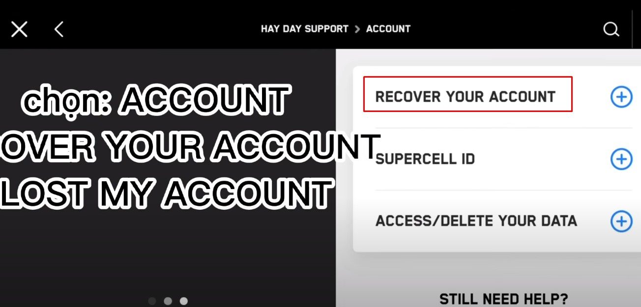 Chọn recover your account