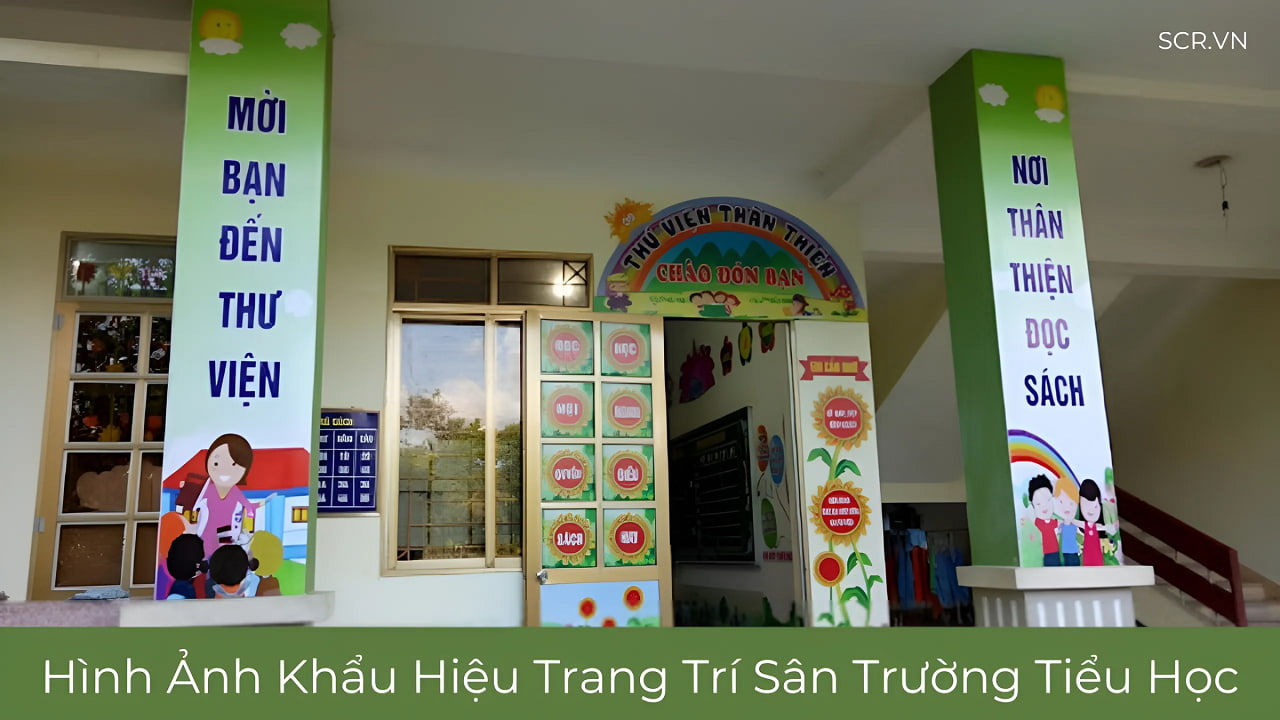 Hình Ảnh Khẩu Hiệu Trang Trí Sân Trường Tiểu Học