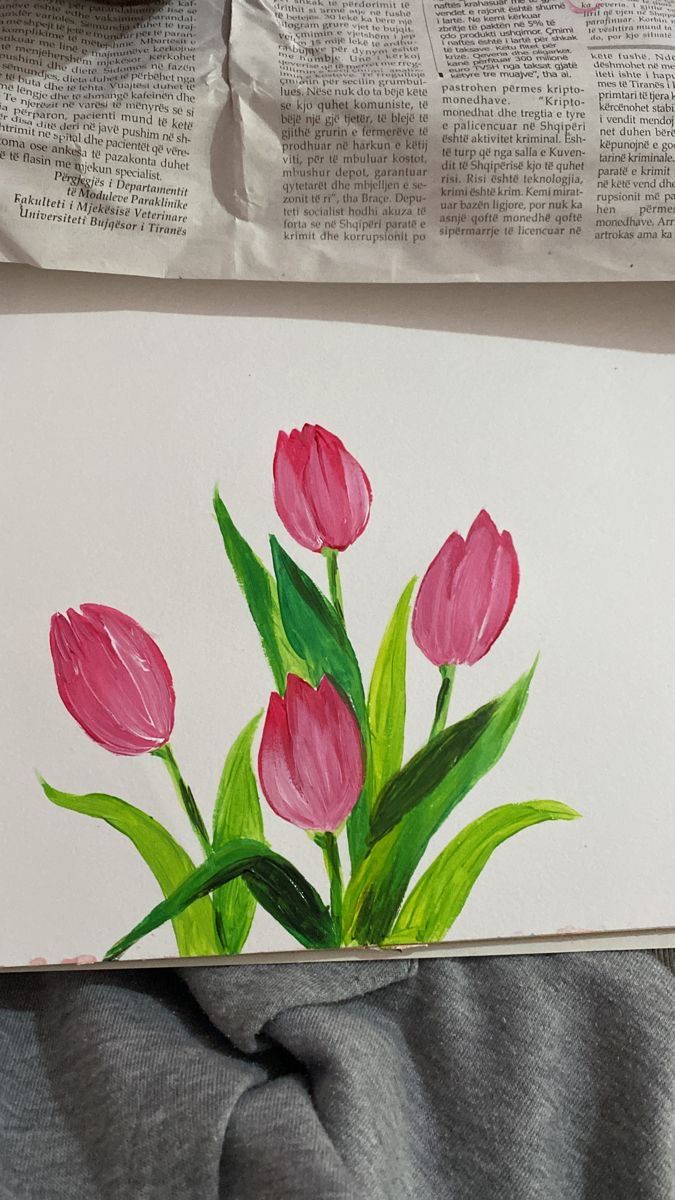 Mẫu Vẽ Bông Tulip Bằng Màu Nước