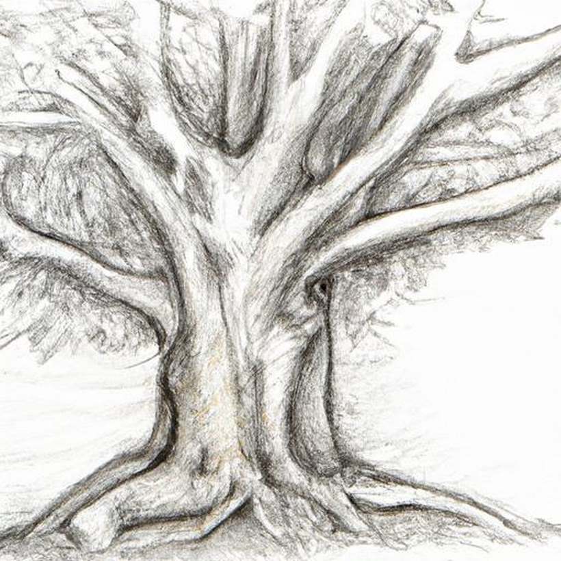 Share hình tranh cây đa bằng bút chì đơn giản