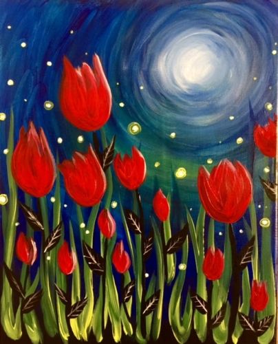Tranh Vẽ Bông Tulip Bằng Màu Nước