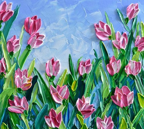 Tranh Vẽ Vườn Bông Tulip Cực Đẹp