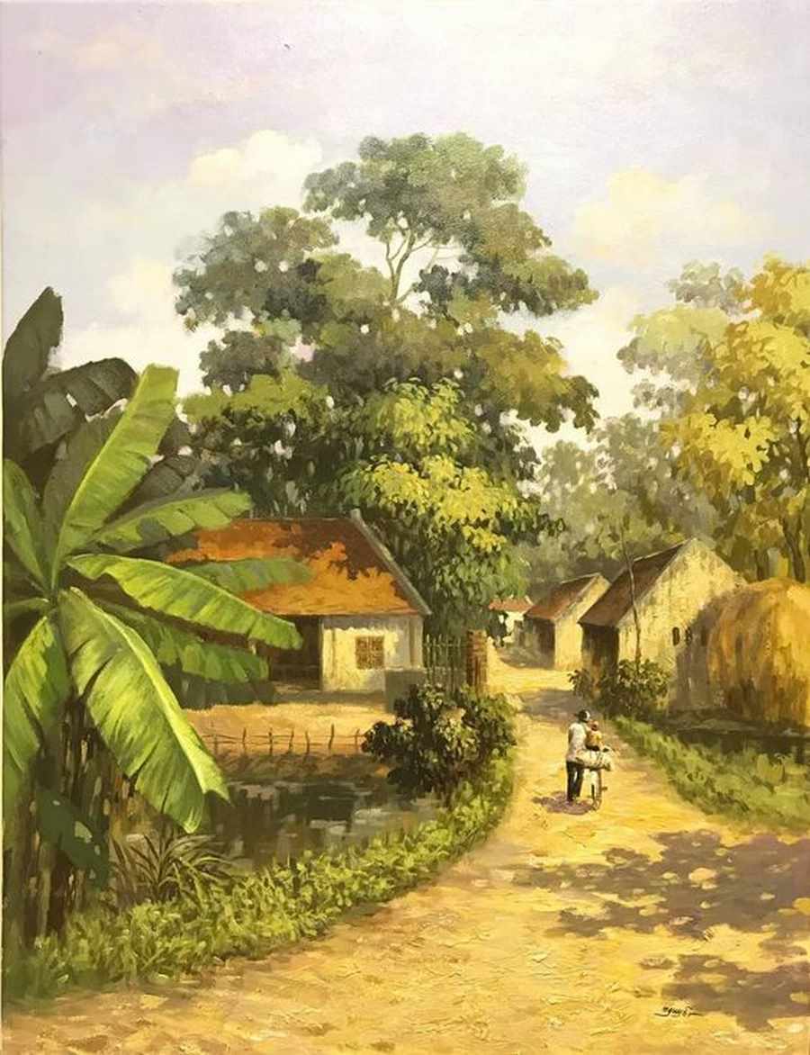 Tranh phong cảnh làng quê Việt Nam nghệ thuật