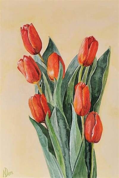 Vẽ Bông Tulip Nở Dễ Nhất