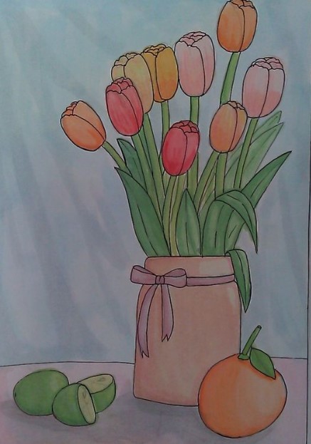 Vẽ Bông Tulip Và Quả Siêu Hot