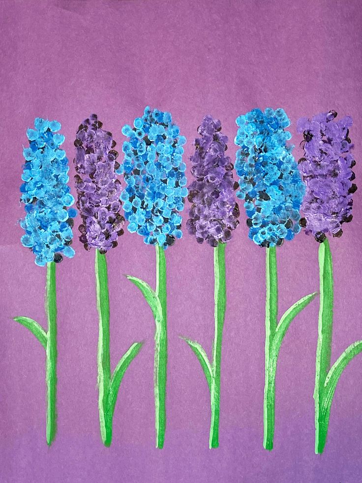 Vẽ Hoa Lavender Bằng Tăm Bông