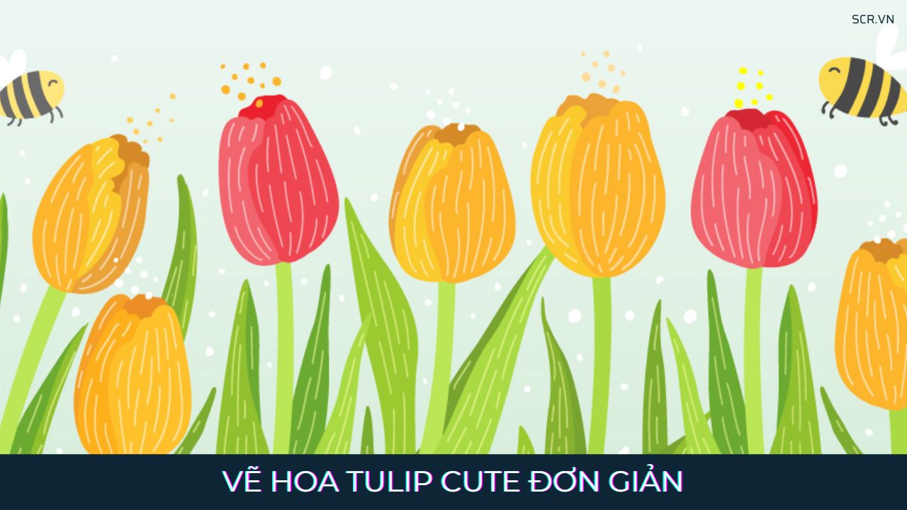 Vẽ Hoa Tulip Cute