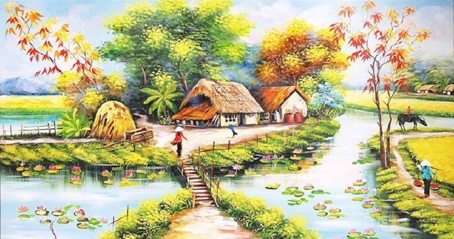 Vẽ phong cảnh làng quê đẹp