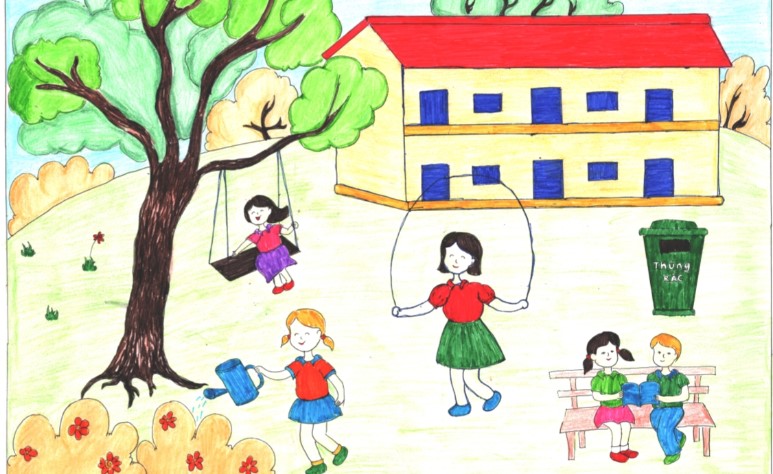 Tranh Vẽ Ngôi Trường Mầm Non Của Bé Ấn Tượng